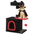 thumbnail image 1 of PawHut Arbre à Chat Gothique de 28 Pouces avec Lit Supérieur en Peluche, Rouge et Noir, 1 of 10