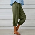 thumbnail image 4 of DPTALR Women Summer Casual Loose Bandage Button Pocket Solid Trousers Capris Pants, 4 of 8