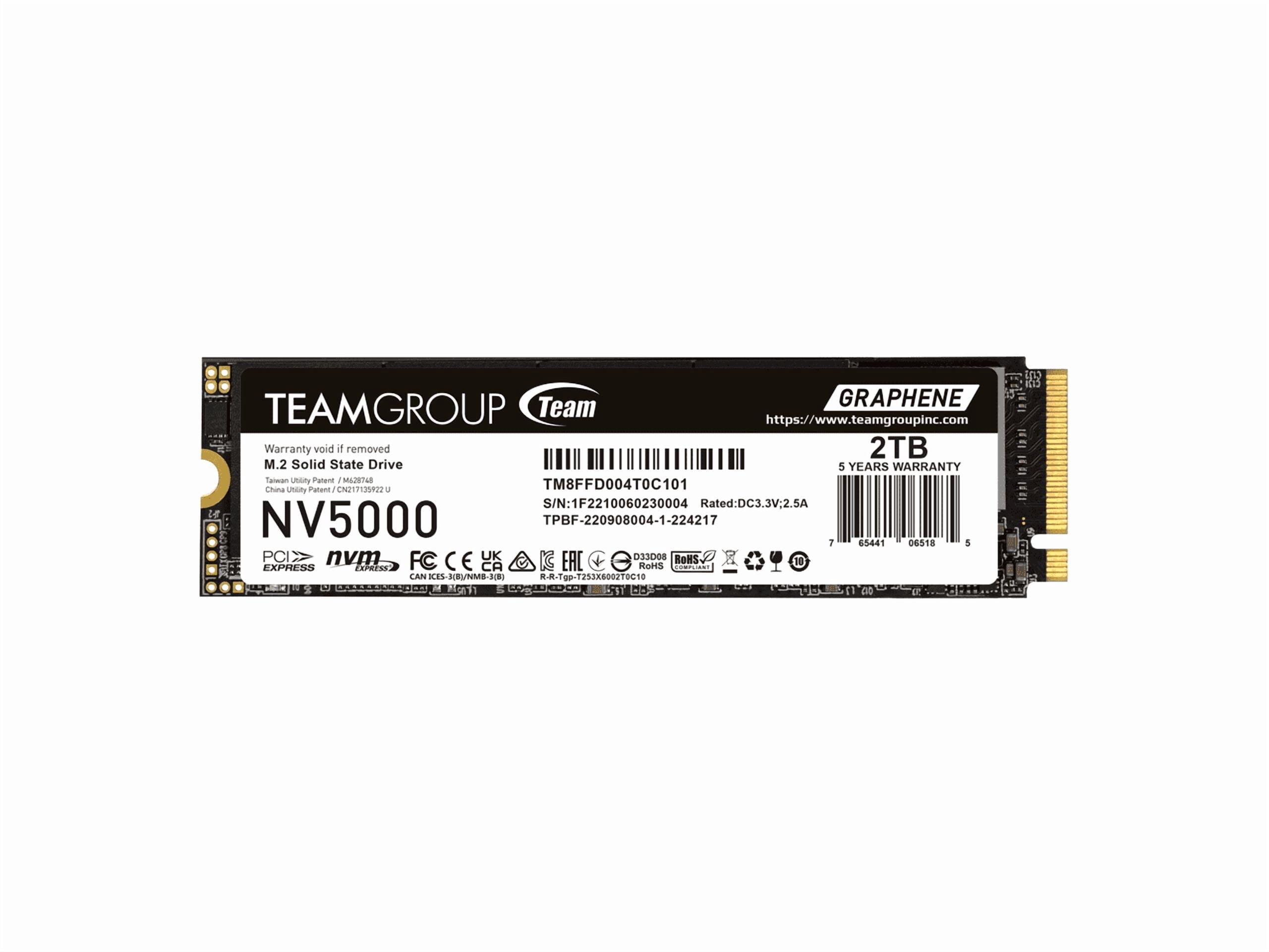 Team Group NV5000 M.2 2280 2TB PCIe 4.0 x4 with NVMe Internal Solid State Drive (SSD) TM8FGM002T0C101