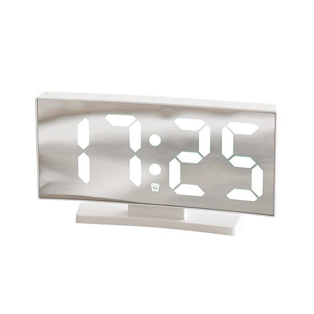 Bgsha 1PC Led Electronic Clock Desktop Clock Simple Alarm Clock Curved Screen Clock