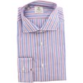 thumbnail image 1 of Borrelli Chemise à Rayures Rouge et Bleu pour Homme en Lin - 43-17 (TG), 1 of 1