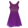 thumbnail image 4 of RUNQHUI Robe de Danse en Chiffon pour Femmes, Superposition de Justaucorps, Robe Courte, Danse Lyrique, Violet 3TG, 4 of 7