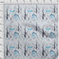 thumbnail image 4 of oneOone Rayon Light Blue Fabric Deer Craft Projects Decor Fabric Printed By The Yard 56 Inch Wide, 4 of 5