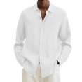 thumbnail image 4 of MesaSe Chemise à Manches Longues en Coton et Lin pour Hommes, Col Rabattu Ample, 4 of 6