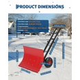 thumbnail image 3 of Royalbelle Red Black 29x19 Inch Snow Shovel with Wheels, Steel Blade, 3 of 7