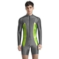 thumbnail image 1 of iefiel Men's Rash Guard Long Sleeve Swimsuit Stretchy Front Zipper One Piece Bathing Suit Surfing Grey S, 1 of 5