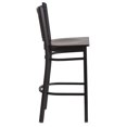 thumbnail image 2 of HERCULES Series Black Vertical Back Metal Restaurant Barstool - Walnut Wood Seat, 2 of 6