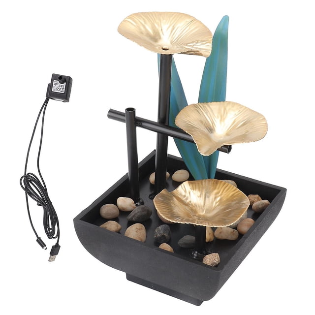 Elegant Zen Style Fountain, Tabletop Water Fountain with Matte Texture Base, USB Powered Relaxation for Office Home Décor