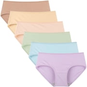 INNERSY Womens Underwear Packs Cotton Hipster Panties Mid/Low Rise 6-Pack (S, Bright)