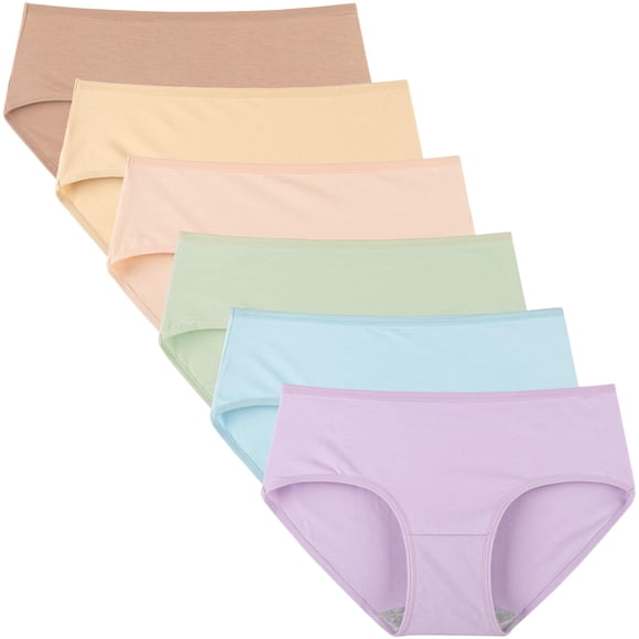 INNERSY Womens Underwear Packs Cotton Hipster Panties Mid/Low Rise 6-Pack (S, Bright)