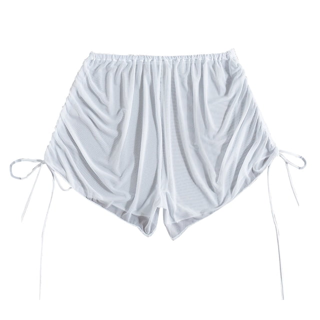 Lixiuxyad Wrap Mesh Women Beach Bikini Wraps Ruffle Shorts Cover Up Ups Pants Cover Up Cover Drawstring Beach Side For Swimwear Bikinis Set,White