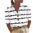 thumbnail image 1 of Birdeem Women Mid-Sleeve Casual V-Neck Solid Color Loose Button Shirt Blouse Tops, 1 of 5