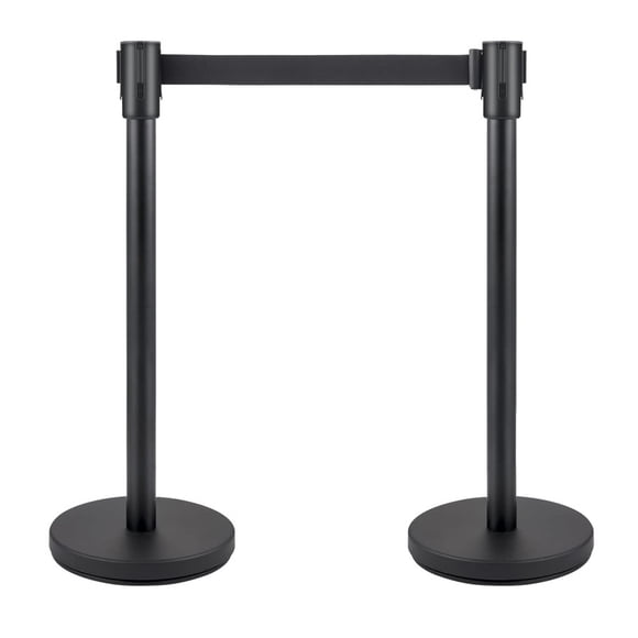 TROPOW 2 PCS Crowd Control Stanchions with Retractable Belts – 36" Height, Black, Easy Assembly