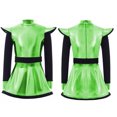 thumbnail image 1 of Moggemol Robe à Manches Longues Zippée avec Short Intégré, Patchwork Métallisé Brillant, Vêtements d'Extraterrestre pour Filles, Vert Fluorescent 14, 1 of 6