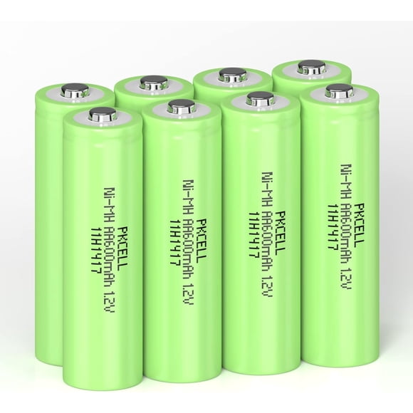 PKCELL NiMH AA 600mAh 1.2V Rechargeable Batteries for Solar Lights Garden Lights Remotes Mice 8Pcs