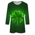 thumbnail image 5 of Diufon T-Shirts de la Saint-Patrick pour Femmes, Grande Taille, Imprimé Trèfle, Manches 3/4, Col Rond, 5 of 5