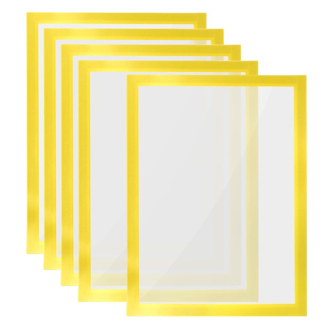 Unique Bargains 8"x12" Magnetic Display Frame A4 Adhesive Magnetic Sign Holder Yellow 5 Pack