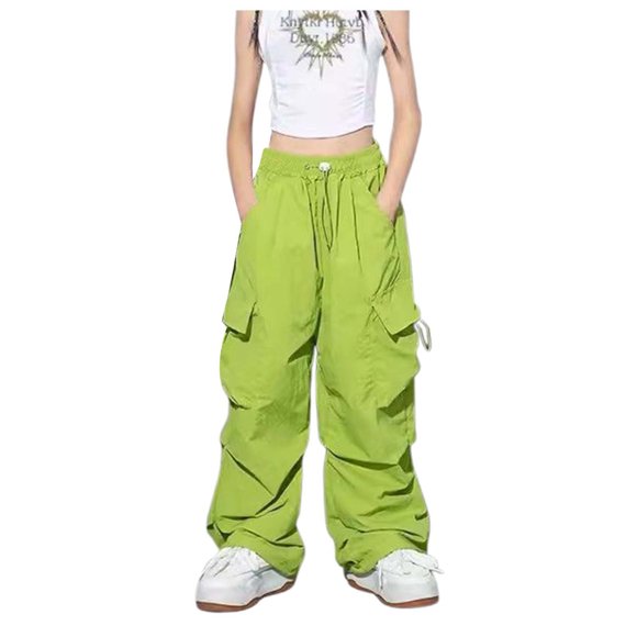 2025 Girls Pants Pants for Casual Wranglers High Waisted Drawstring Loose Dress Pants Fit Pockets Kid Tall Flare Pants Cargo Sweatpants Size Small Girls Clothes Children' Girls Pants s Sweatpants