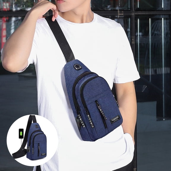 TIMIFIS Polyester Sac de Poitrine en, Sac de Poitrine à Chargement USB Externe Sac de Taille pour Homme Sac Bandoulière Sac Messager Sac de Poitrine