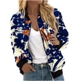 thumbnail image 2 of EQWLJWE Liquidation d'Économies d'Été! Veste Bomber de Baseball Zippée à Poches Imprimées Décontractée pour Femmes, Manteau, 2 of 5