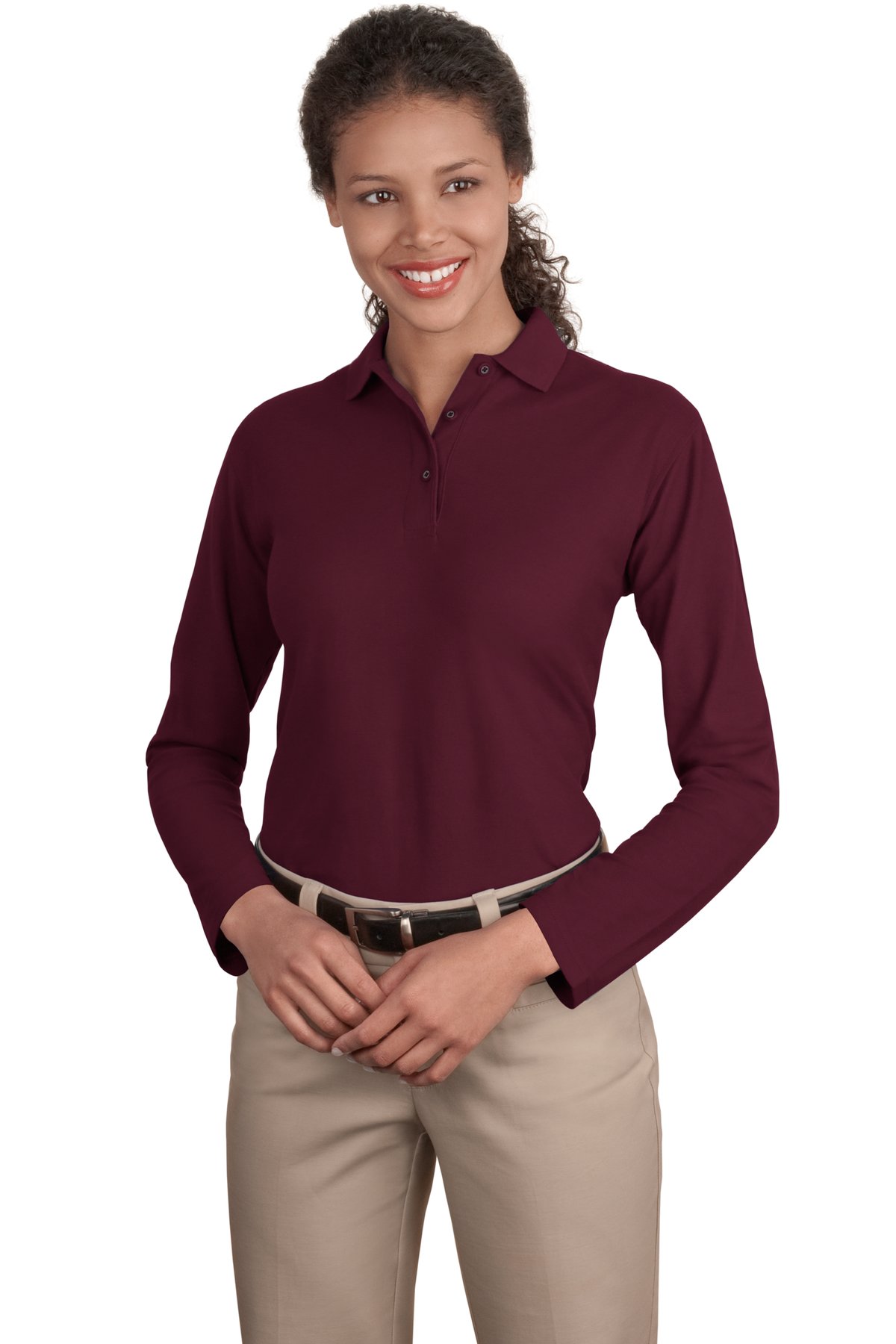 Port Authority Ladies Silk Touch Long Sleeve Polo