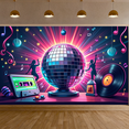 thumbnail image 4 of Disco Party Backdrop Vinyl Record Music Banner for Retro Dance Party Decoration Studio Background Photography Props Themed Event Decor, 4 of 5