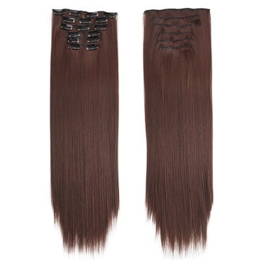 RKSTN Perruques Cheveux Humains Mode Cheveux Longs Extensions de Cheveux à Clip Perruque Lisse Complète Perruques Sans Colle