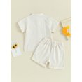 thumbnail image 4 of Gupgi Boys Summer Cotton Outfits Kids Solid Color Buttons Short Sleeve Tops Elastic Waist Shorts, 2Pcs Set, 4 of 6