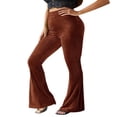 thumbnail image 4 of Women Bootcut Yoga Pants Tummy Control Workout Bootleg Velvet Trouser, 4 of 5