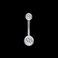 thumbnail image 2 of Navel Button  Navel Shield  Navel  Stainless Steel Dual Rhinestone Navel Button Anti Allergy  Body JewelryWhite, 2 of 2