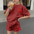 thumbnail image 4 of Robe d'Été avec Manches Ensemble de Loisirs d'Été pour Enfants Col Rond Manches Courtes Haut et Shorts Ensemble Deux Pièces Mignon Ensemble d'Été, 4 of 6
