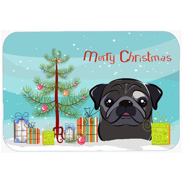 Carolines Treasures BB1635CMT Christmas Tree & Black Pug Kitchen or Bath Mat, 20 x 30