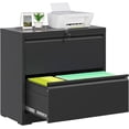 thumbnail image 1 of 2 Drawer Lateral File Cabinet with Lock, Metal Filing Cabinet for Home Office, Printer Stand, Fits A4/Letter/Legal Size File Folders, Assembly Required (Black), 1 of 9