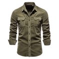 thumbnail image 1 of Mikilon Chemise Blouse Décontractée pour Homme en Velours Côtelé de Coton à Manches Longues, Coupe Ajustée, Col Rabattu, 1 of 1