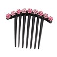 thumbnail image 1 of Unique Bargains 1 Pce Peigne Insert en Forme de Fleur pour Cheveux Lisses Ondulés Bouclés Rose Résine Strass, 1 of 3
