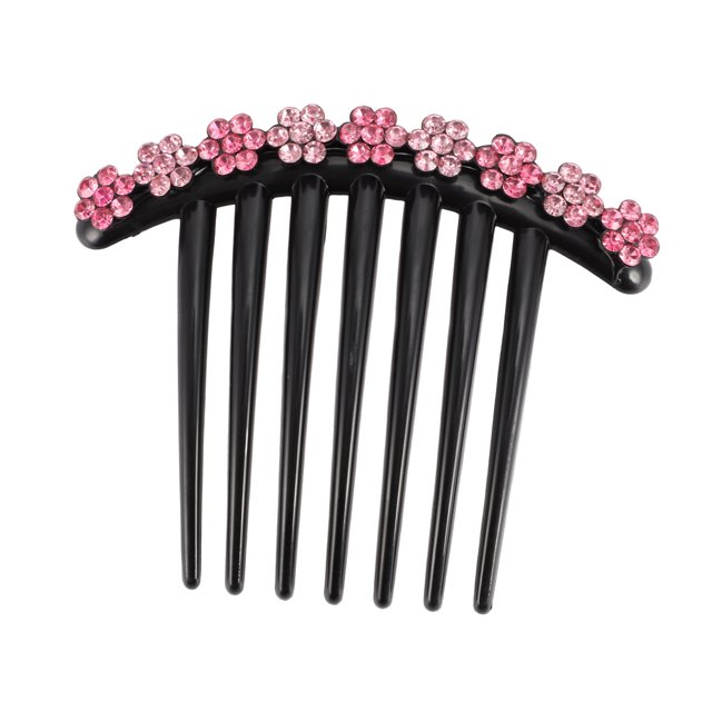 Unique Bargains 1 Pce Peigne Insert en Forme de Fleur pour Cheveux Lisses Ondulés Bouclés Rose Résine Strass