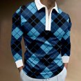thumbnail image 2 of Cathalem Polo à Col en V pour Homme, Manches Longues, Col à Double Boutonnage, Polo, Bleu G, 2 of 4