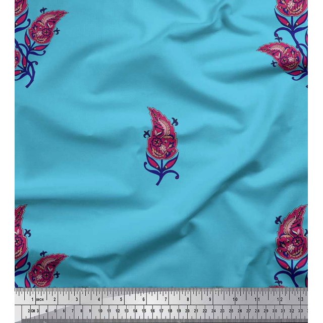 Soimoi Moss Georgette Fabric Artistic Leaves Print Fabric by The Yard 42 Inch Wide