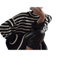 thumbnail image 2 of Women‘s Mock neck Sweaters Casual Long Sleeves Striped Print Color Block/Solid Color Side Split Loose Fit Knitted Tops, 2 of 5