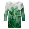 thumbnail image 4 of IROINNID Économies Polyester T-shirt à Manches Longues pour Femmes T-shirt Imprimé de Loisirs Blouse Mi-Longue Col Rond Hauts, Vert, 4 of 4