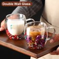 thumbnail image 2 of Double Wall Glass Floral Mug 250ml/350ml Clear Aesthetic Drink Cup with Insulated Handle Real Flower Decoration Double Layered Heat Preserving Tumbler for Coffee Tea, 2 of 7