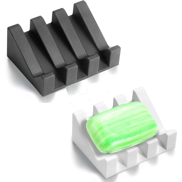 Hancelant Porte-Savon en Silicone Auto-Drainant en Forme de Cascade avec Support, 2 Unités