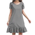 thumbnail image 1 of Liquidation d'Été 2025! Robe pour Femme Grande Taille, Liquidation de Robes d'Été pour Femmes, Robe d'Été pour Femme en Coton et Lin à Manches, Ourlet Volanté, Jupe Longue, 1 of 5
