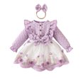 thumbnail image 1 of Robes pour Bébé Fille à Volants Manches Longues Robe en Tulle pour Bébé Robes d'Été pour Filles Mode Robes Décontractées Tenues pour Bébé Fille 9-12 Mois, 1 of 6