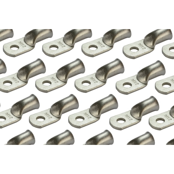 TEMCO 50 Pack Tinned Copper Welding Battery Cable Ends Lugs Terminal 2 AWG 1/4"" Hole - Marine Grade (6 AWG to 1/0 AWG Options Available)
