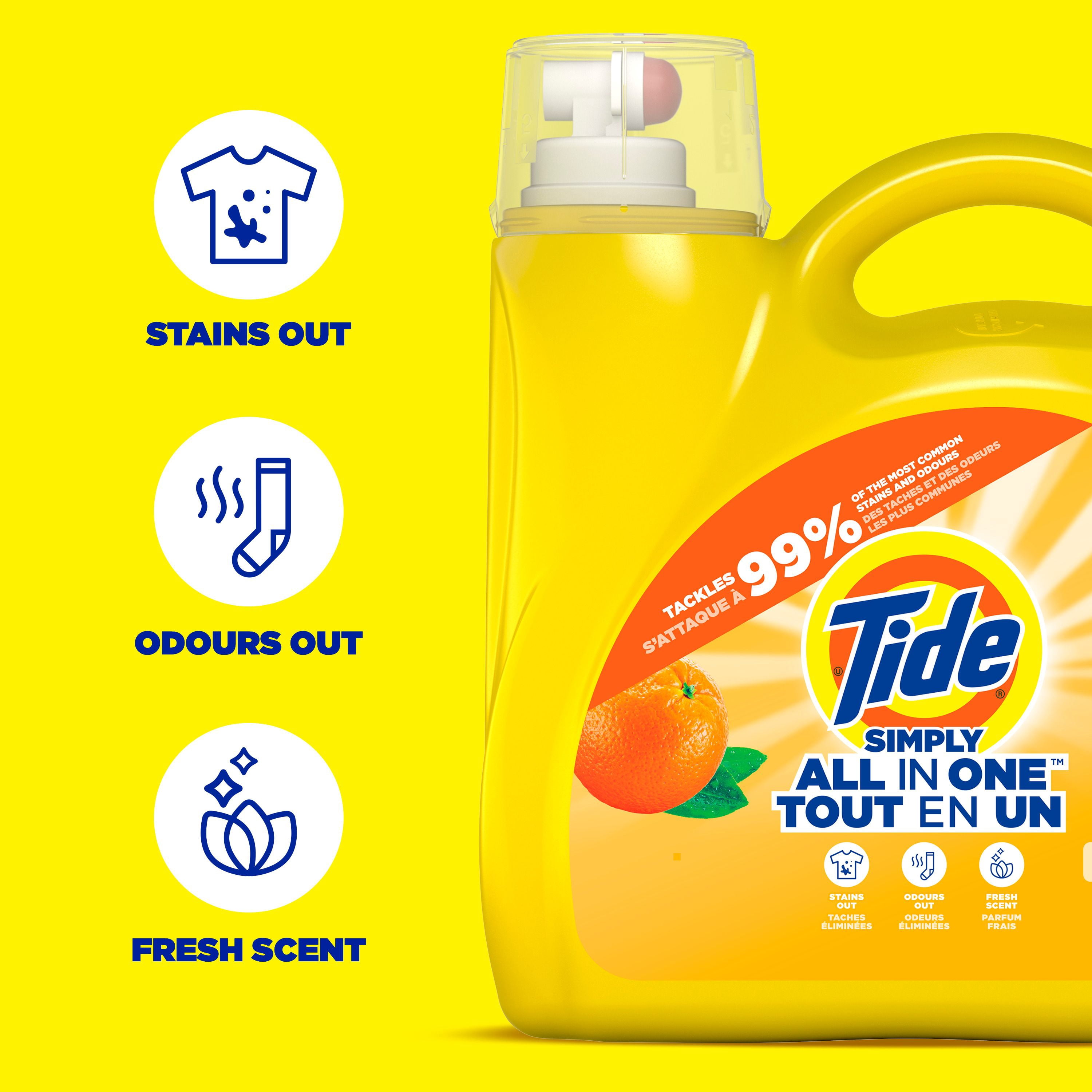 Tide Simply All-In-One Liquid Laundry Detergent, Orange Blossom Scent, 107 Loads, 4.16 L