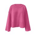 thumbnail image 4 of AherBiu Chandail Court pour Femmes Col Ras du Cou Tricoté Chandail Hauts Automne Hiver Tendance Chaud Manches Longues Chandail, 4 of 4