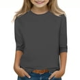 thumbnail image 2 of MeetoTime T-shirt Uni à Manches 3/4 et Col Rond pour Enfants, T-shirt pour Tout-Petits Garçons Filles 3-12 Ans, 2 of 5