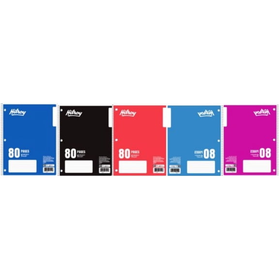 Hilroy® Coil Notebooks 3 Hole with Margin 1 Subject, 10-½ X 8, 80 Pages