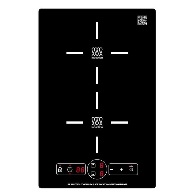Pinnacle Appliances Stove BIC 132 Induction Cooktop; Black; 13 Inch Width; Electronic Ignition; 1800 Watt; 2 Burner; Built-In Touch Control; Independent Timer For Each Burner
